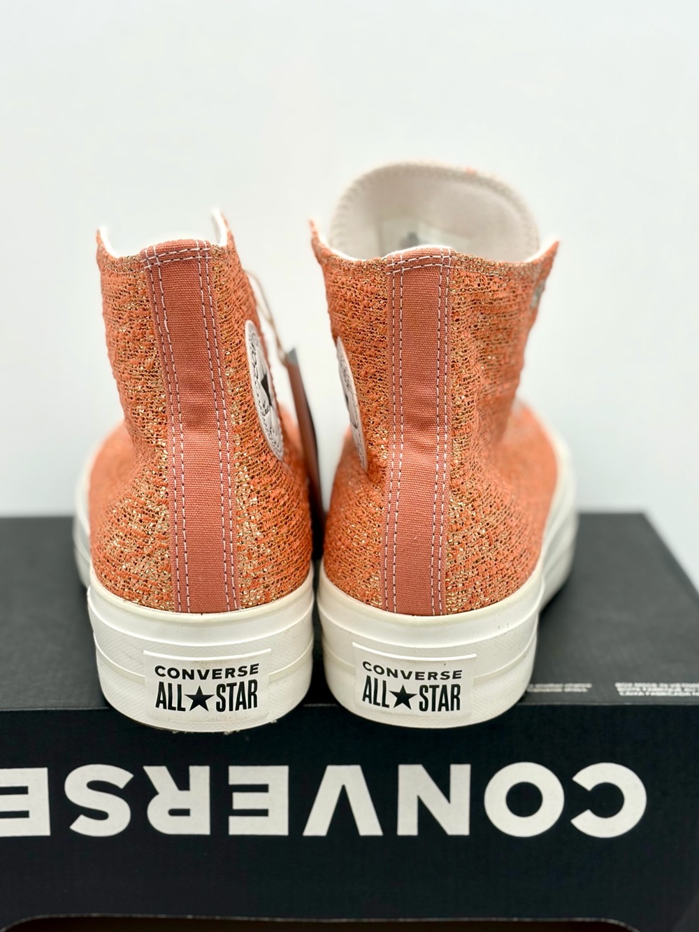 Converse High Top Platform Sneakers in Glitter Copper CTAS LIFT HI - Picture 5 of 10
